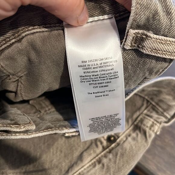 Current Elliott The Boyfriend Short Distressed Denim Olive Green Gray - Picture 9 of 12